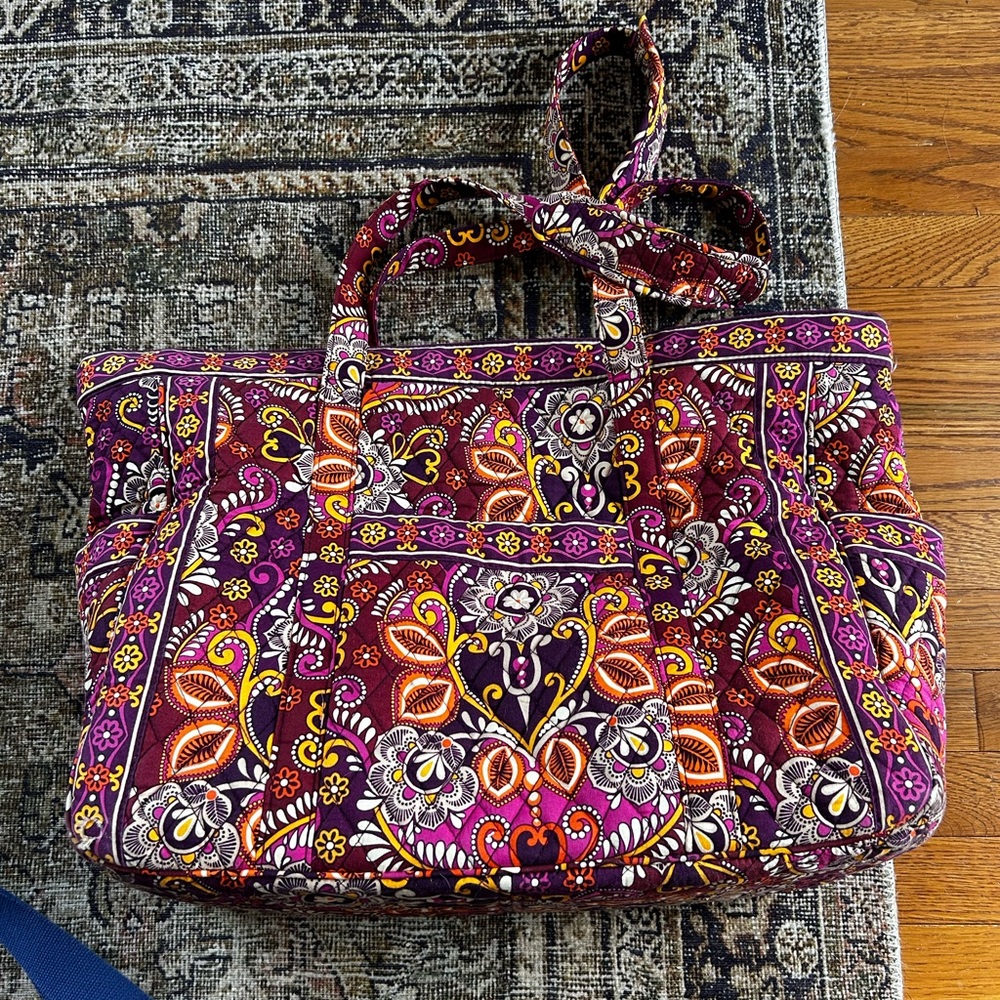 Vera Bradley Purple and Orange Floral Travel Bag - Picture 5 of 11